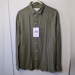 NWT Selected Homme Men Button Down Shirt Size 16.5 Green Color